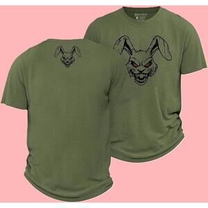 Attifit Fierce Rabbit Green Combed Cottom Short Sleeve T Shirt Mens Size M NEW